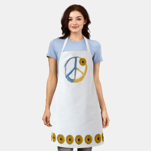 Ukrainian PEACE Symbol Sign Sunflower Ukraine War Apron