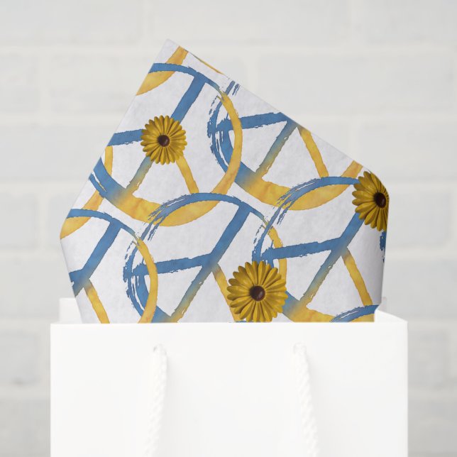 Ukrainian PEACE Symbol Sign Sunflowers Ukraine War Tissue Paper (Gift Bag)