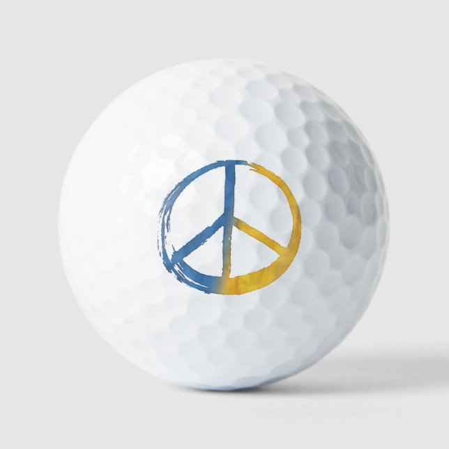 Ukrainian - PEACE Symbol Sign Ukraine Colours War Golf Balls (Front)