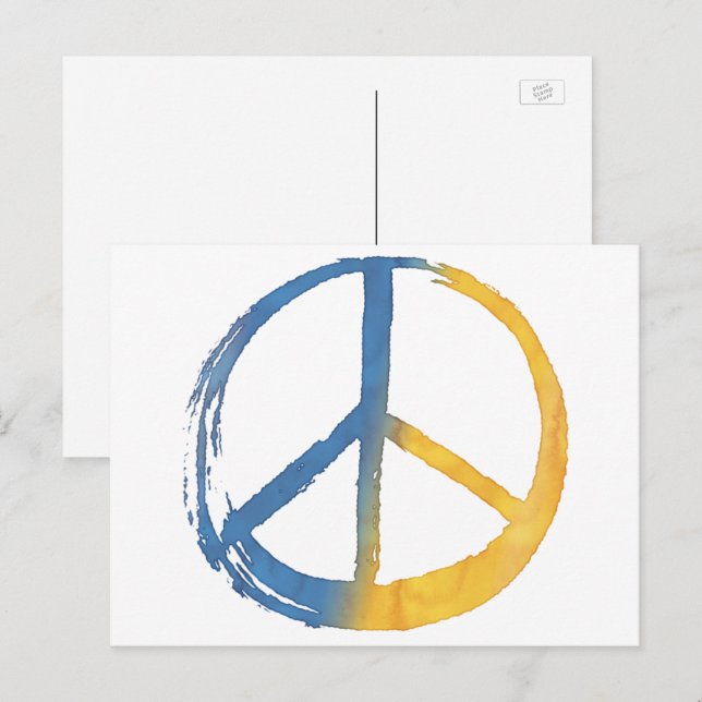 Ukrainian - PEACE Symbol Sign Ukraine Colours War Holiday Postcard (Front/Back)