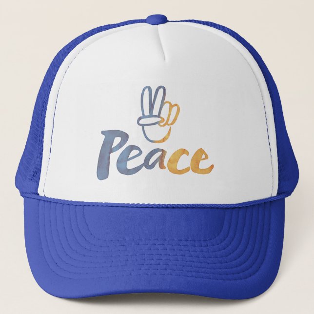 Ukrainian - PEACE Symbol V-Sign Ukraine Anti-War Trucker Hat (Front)