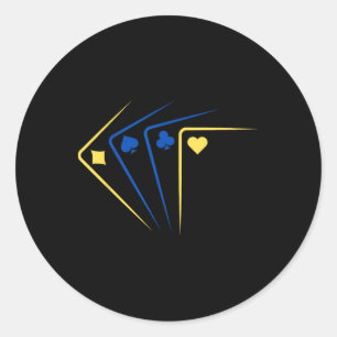 Ukrainian Playing Cards Ace Flag Solidarity Classic Round Sticker