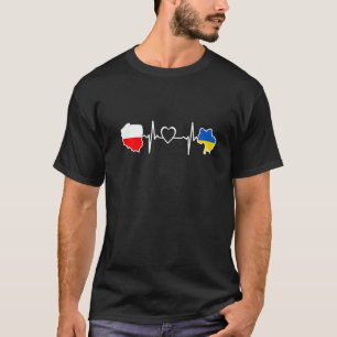 Ukrainian Polish Flag - Ukraine Poland Heartbeat T-Shirt