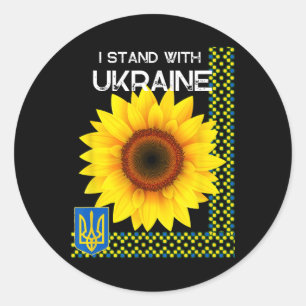 Ukrainian Pride I Stand With Ukraine Sunflower And Classic Round Sticker