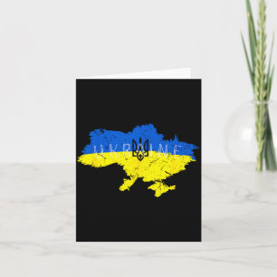 Ukrainian Pride Tryzub Ukraine Map Vintage Retro F Card
