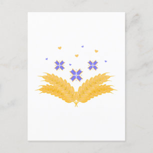 Ukrainian print - embroidery and grain postcard