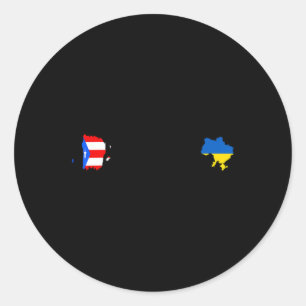 Ukrainian Puerto Rico Flag - Ukraine Puerto Rican  Classic Round Sticker