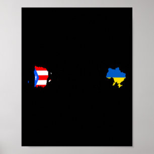 Ukrainian Puerto Rico Flag - Ukraine Puerto Rican  Poster