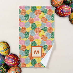 Ukrainian Pysanky Decorated Easter Eggs Monogram Hand Towel