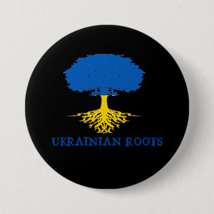 Ukrainian Roots Tree Silhouette  7.5 Cm Round Badge
