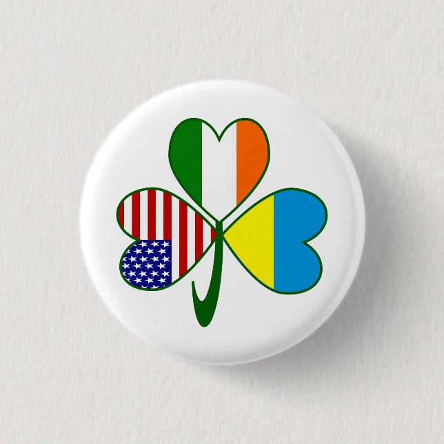 Ukrainian Shamrock Flag 3 Cm Round Badge (Front)