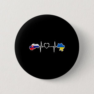 Ukrainian Slovakian Flag - Ukraine Slovakia Heartb 6 Cm Round Badge