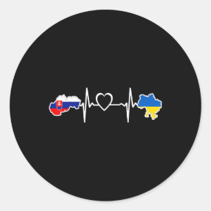 Ukrainian Slovakian Flag - Ukraine Slovakia Heartb Classic Round Sticker