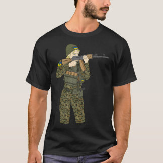 Ukrainian Soldier Lady. Slava Ukraine. Ak47. T-Shirt