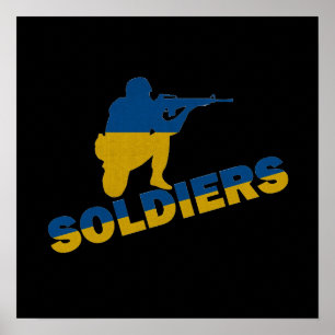 Ukrainian Soldiers, Ukraine Flag Poster