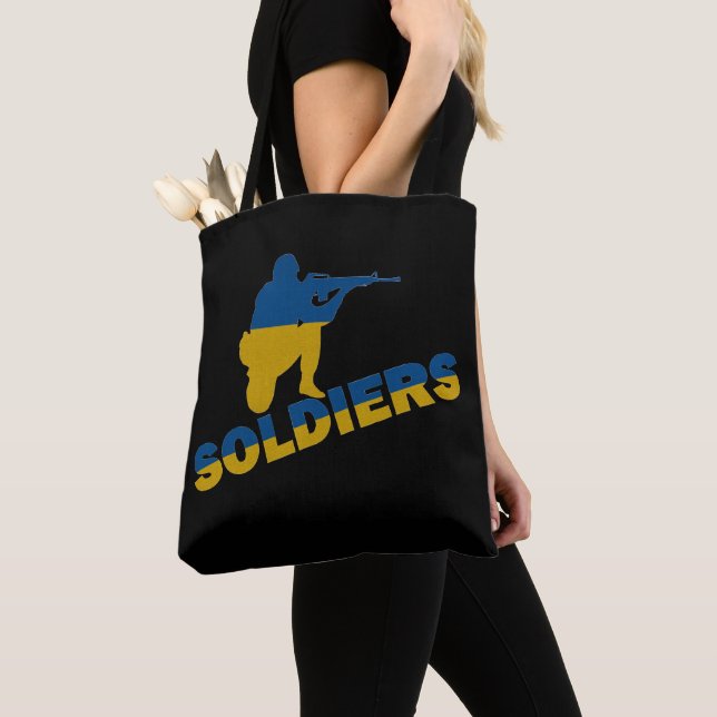 Ukrainian Soldiers, Ukraine Flag Tote Bag (Close Up)