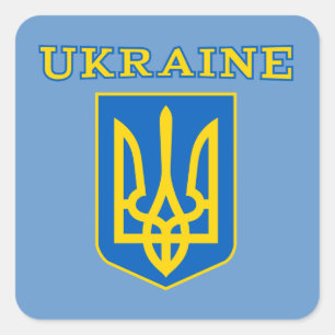 Ukrainian state coat of arms square sticker