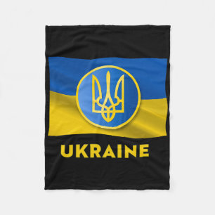 Ukrainian State Symbol - Ukraine Flag Fleece Blanket