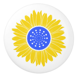 Ukrainian Sunflower Ceramic Knob