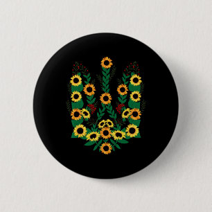 Ukrainian Sunflowers Forming The Coat Of Arms Of U 6 Cm Round Badge