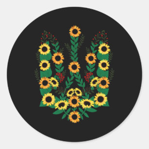 Ukrainian Sunflowers Forming The Coat Of Arms Of U Classic Round Sticker