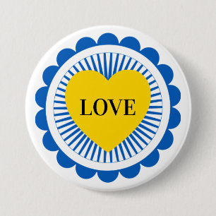 Ukrainian Support Blue Yellow Heart 7.5 Cm Round Badge