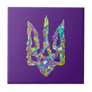 Ukrainian symbol trident ceramic tile
