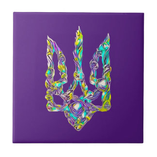 Ukrainian symbol trident ceramic tile