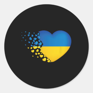 Ukrainian Symbols Ukrainian Flag Heart Love Classic Round Sticker