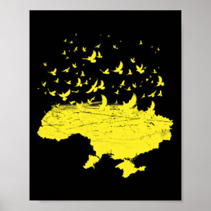 Ukrainian Symbols Ukrainian Ukraine Map Free Bird Poster
