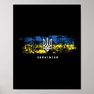 Ukrainian T Shirt Tryzub Ukraine Flag Military Tri Poster