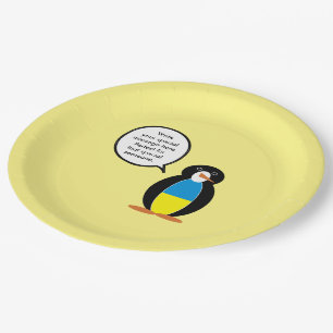 Ukrainian Talking Ms. Penguin Personalised Paper Plate