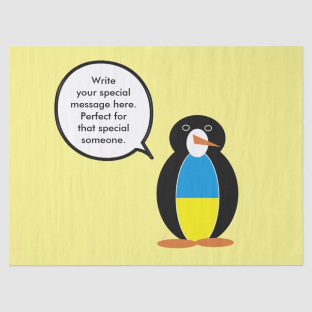 Ukrainian Talking Ms. Penguin Personalised  Tissue Paper (Front)