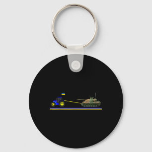 Ukrainian Tractor Pulling Tank With Ukraine Flag Key Ring