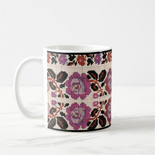 Ukrainian traditional vushuvanka folk art pattern. coffee mug