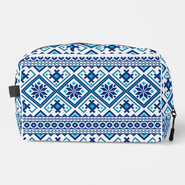 Ukrainian traditional vushuvanka folk art pattern dopp kit (Front)