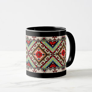 Ukrainian traditional vushuvanka folk art pattern. mug