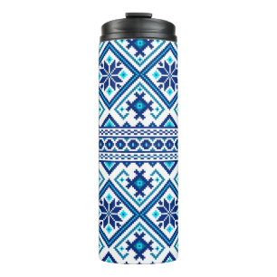Ukrainian traditional vushuvanka folk art pattern  thermal tumbler