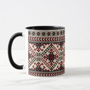 Ukrainian traditional vushuvanka folk art red Mug