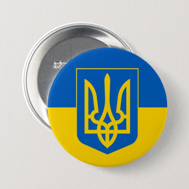 Ukrainian Trident 7.5 Cm Round Badge (Front & Back)