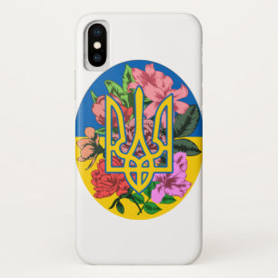 Ukrainian trident and flag of Ukraine with flowers iPhone X Case