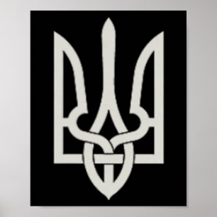 Ukrainian Trident Emblem Save Ukraine Resist Slava Poster