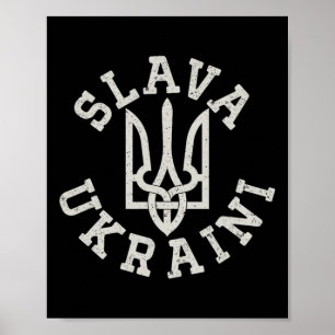 Ukrainian Trident Emblem Save Ukraine Resist Slava Poster