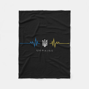 Ukrainian Trident Flag Heartbeat - I Stand With Uk Fleece Blanket