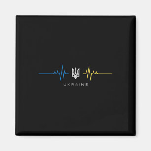 Ukrainian Trident Flag Heartbeat - I Stand With Uk Magnet