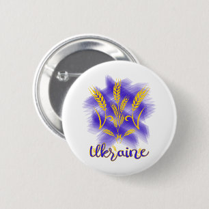 Ukrainian trident made of wheat ear 6 cm round badge