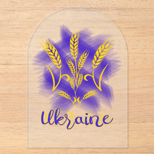 Ukrainian trident made of wheat ear acrylic invitations