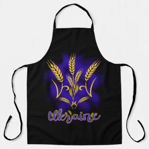 Ukrainian trident made of wheat ear apron