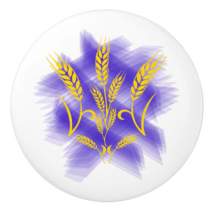 Ukrainian trident made of wheat ear ceramic knob
