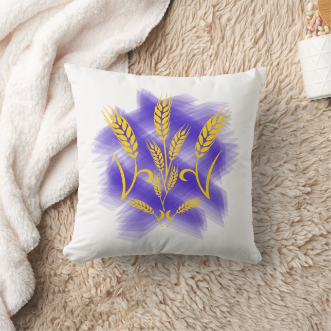 Ukrainian trident made of wheat ear cushion (Blanket)